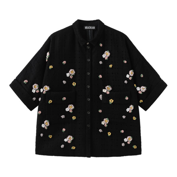 Crochet Black Padded Shirt - immagine 2