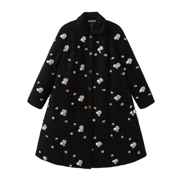 Crochet Black A-Line Coat - immagine 2
