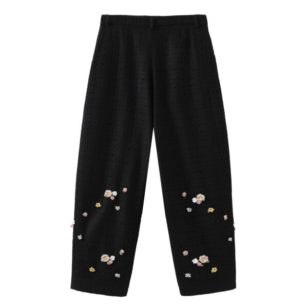 Crochet Black Over-Size Wool Trousers - immagine 2