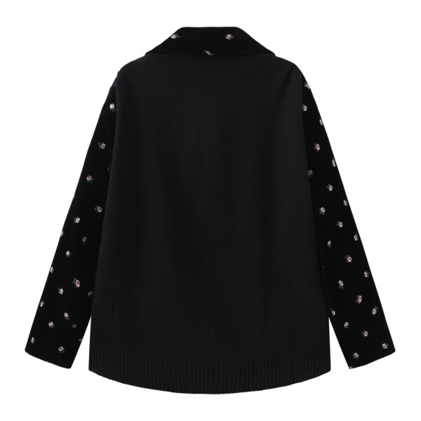 Black Printed Velvet Bomber Jacket - immagine 3