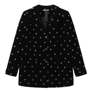 Black Printed Velvet Blazer