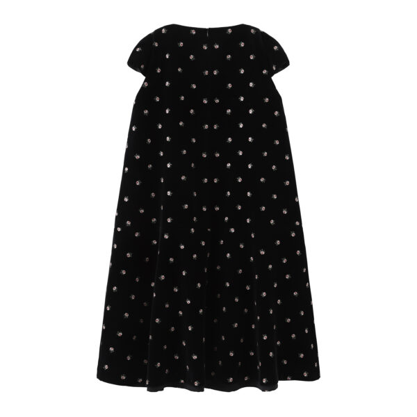 Black Printed Velvet A-Line Dress - immagine 3
