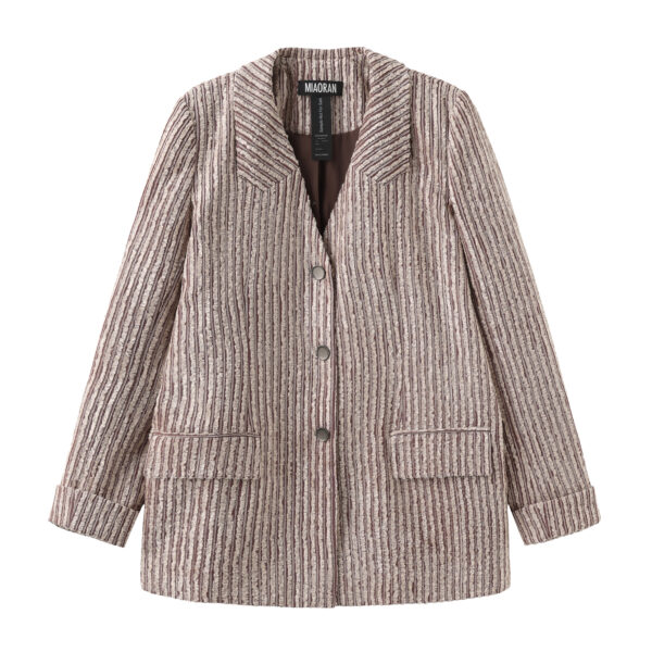 Burgundy and Wool White Relaxed Blazer