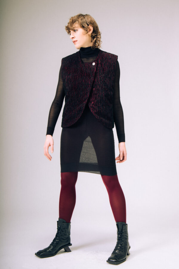Burgundy and Black  straight vest