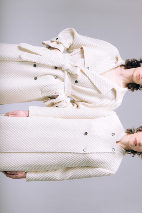 Wool White A-Line Coat - immagine 5