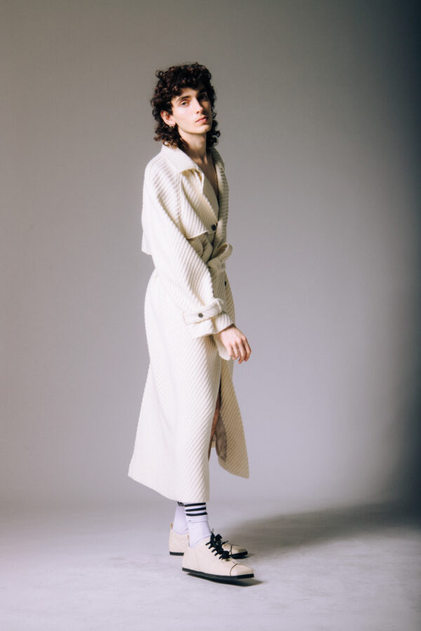 Wool White Oversize Trench Coat - immagine 6