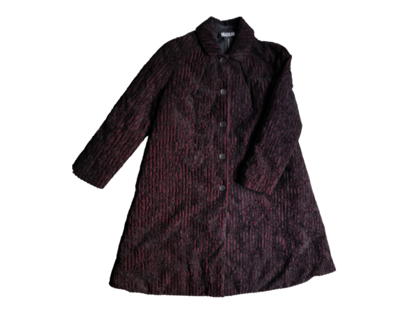 Burgundy and Black A-Line Coat - immagine 2